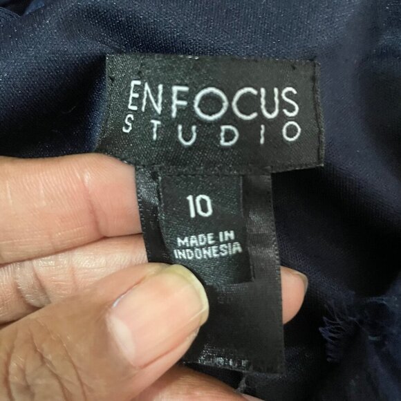 Enfocus Studio Navy Blue Rosette Bodice Sleeveless Chiffon Skirt Dress Size 10 - Picture 7 of 9